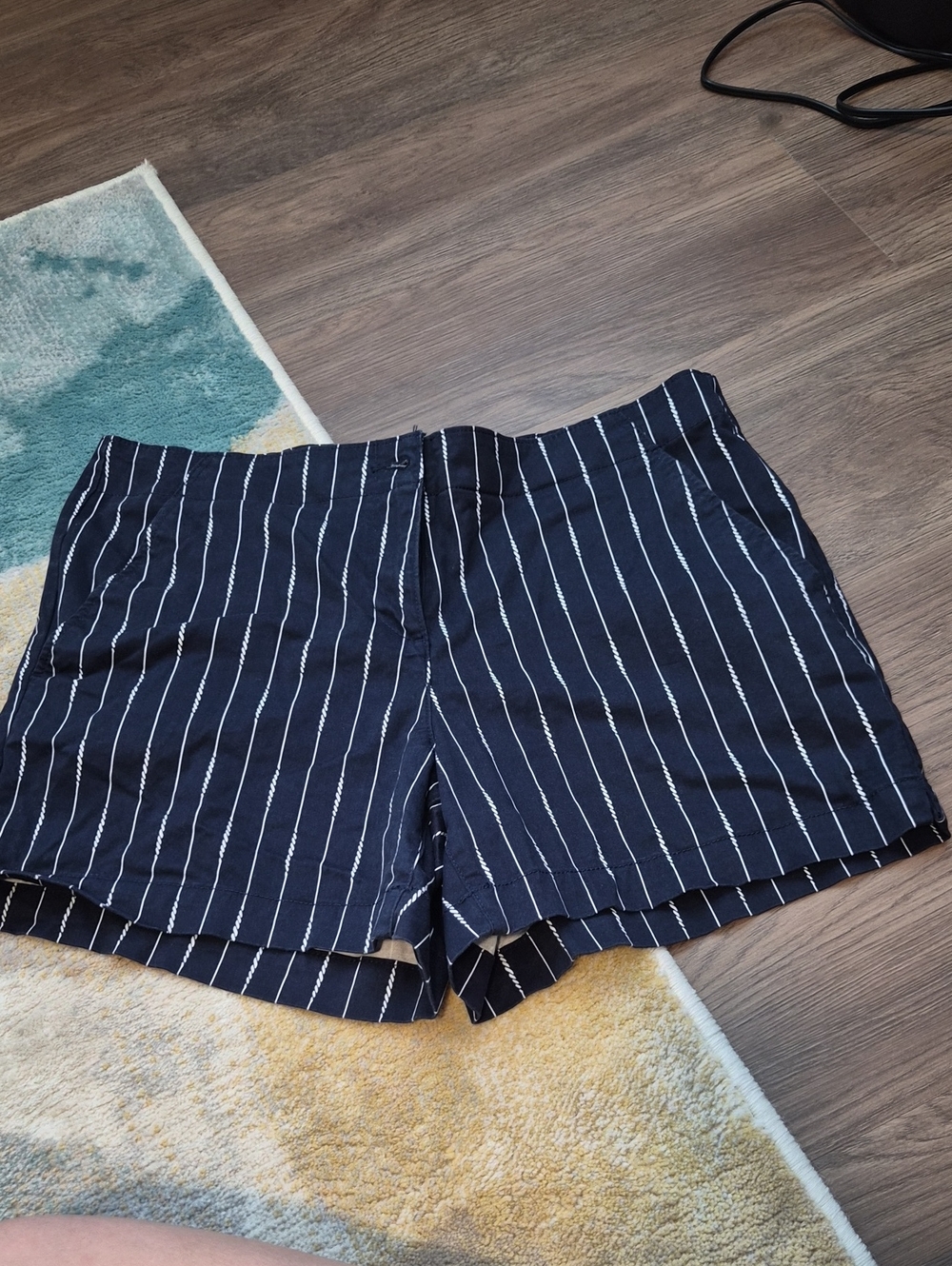 Nautica Women's Navy Blue Pinstripe Shorts